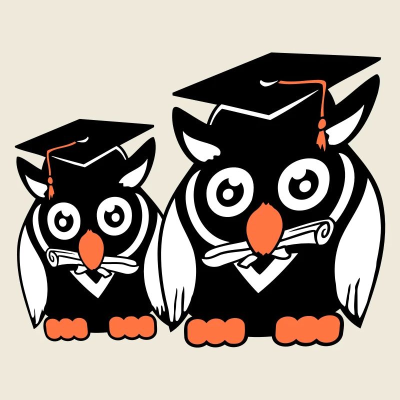 2 Eulen Schulabschluss College Abitur Student Team