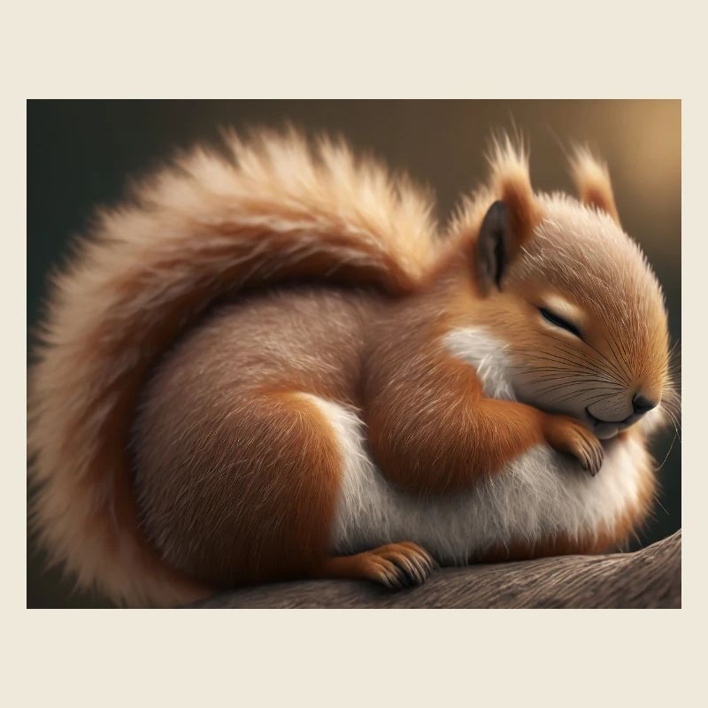 Cute animals doing hibernation – squirrel