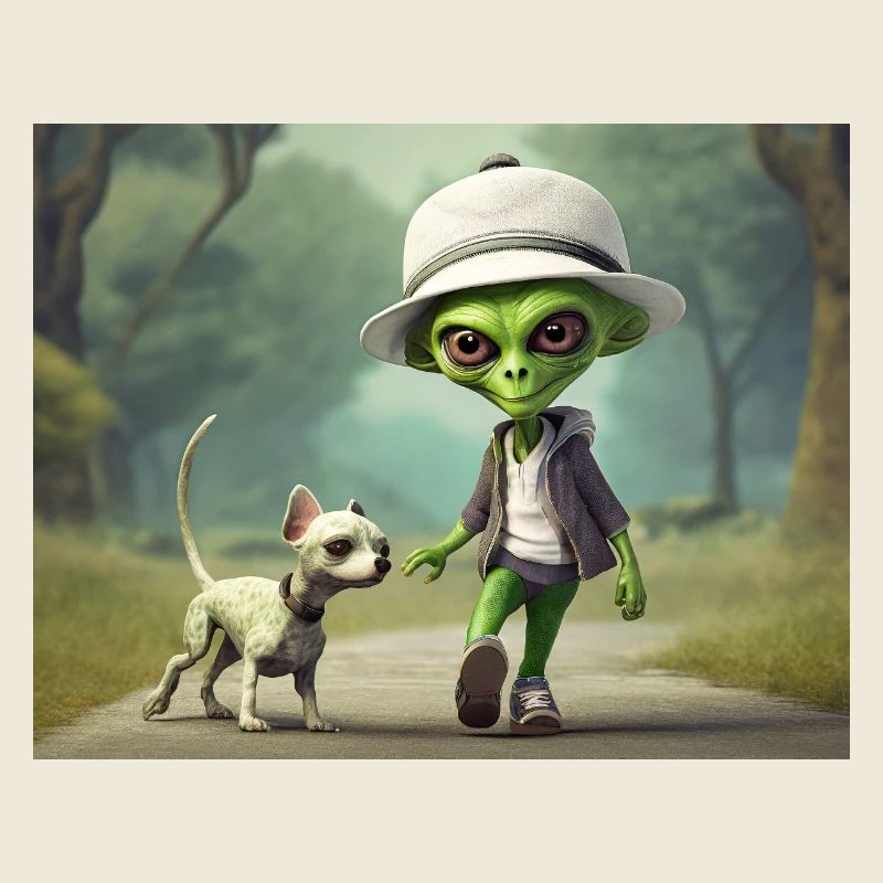 mignon petit extraterrestre vertSortez le chien
