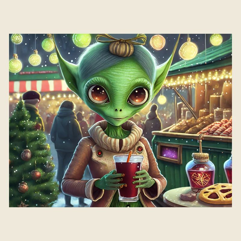 mignon petit vert rétro vintage alien tous les jours
