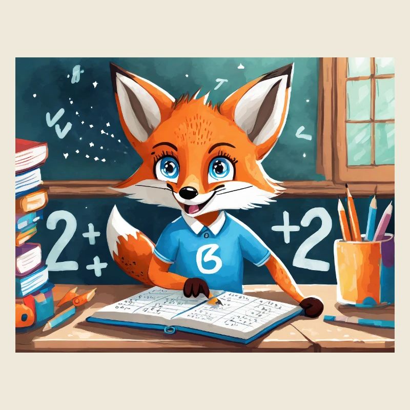 cute little fiend fox everyday life – math