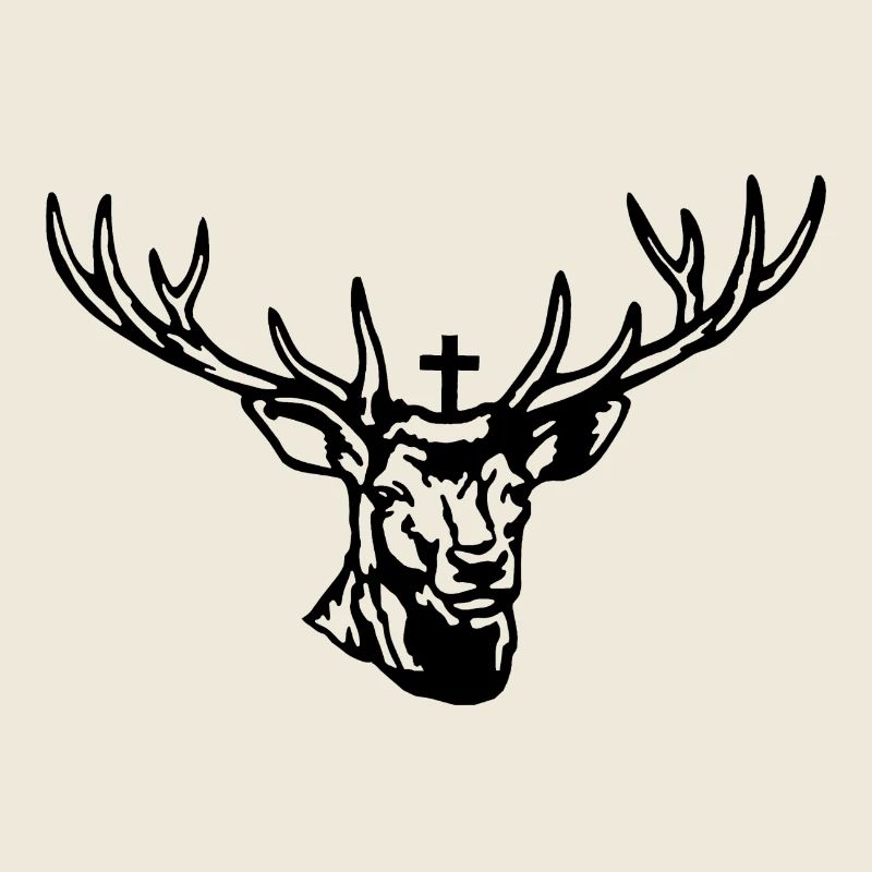 Hirschkopf Hirschgeweih schwarz