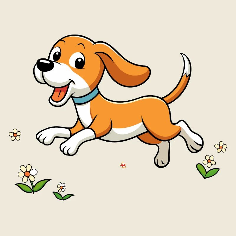 Beagle joyeux courant dans le champ