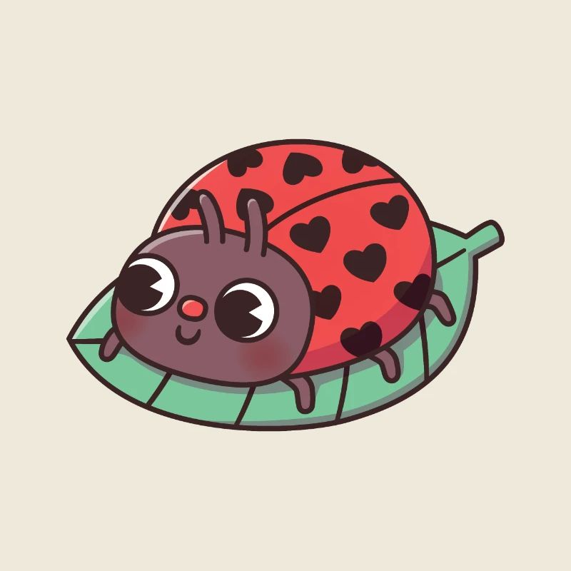 Cute Ladybug With Black Heart Spots