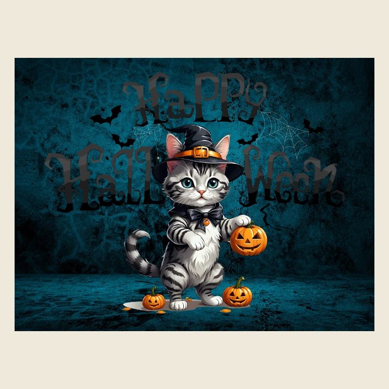 Effrayant Mignon Halloween Chat Effrayant