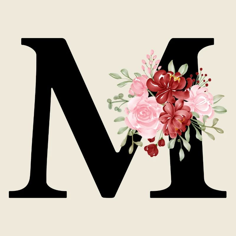 Lettre m floral rouge