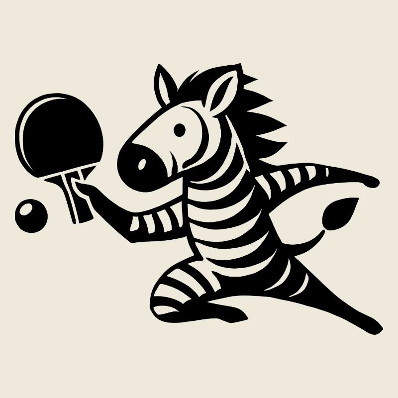 Zebra Table Tennis Player Ping Pong Silhouette