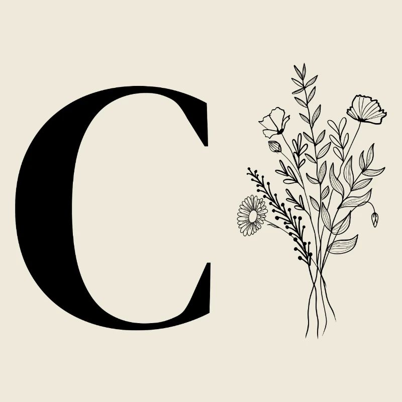 Lette c fleurs minimalistes