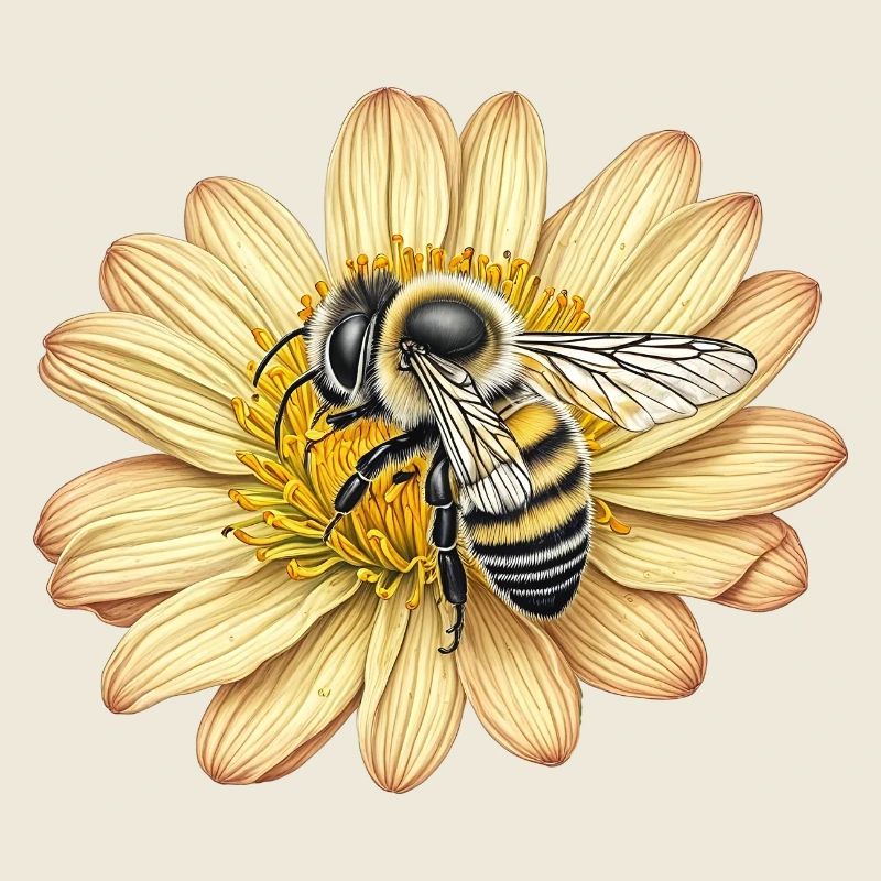 Abeille mignonne et fleur jaune