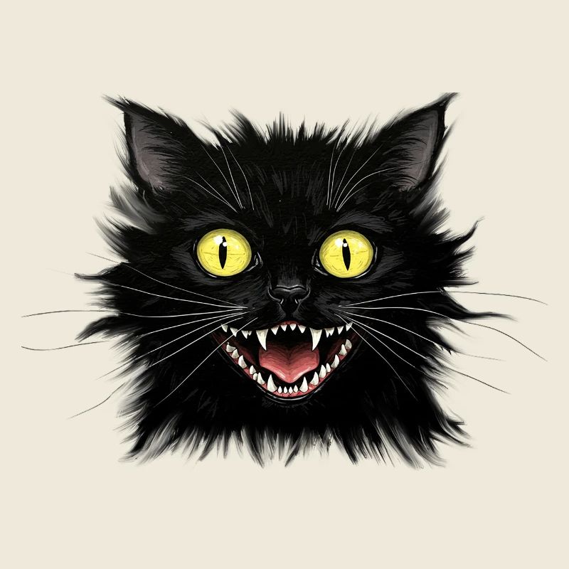 Un chat noir nerveux