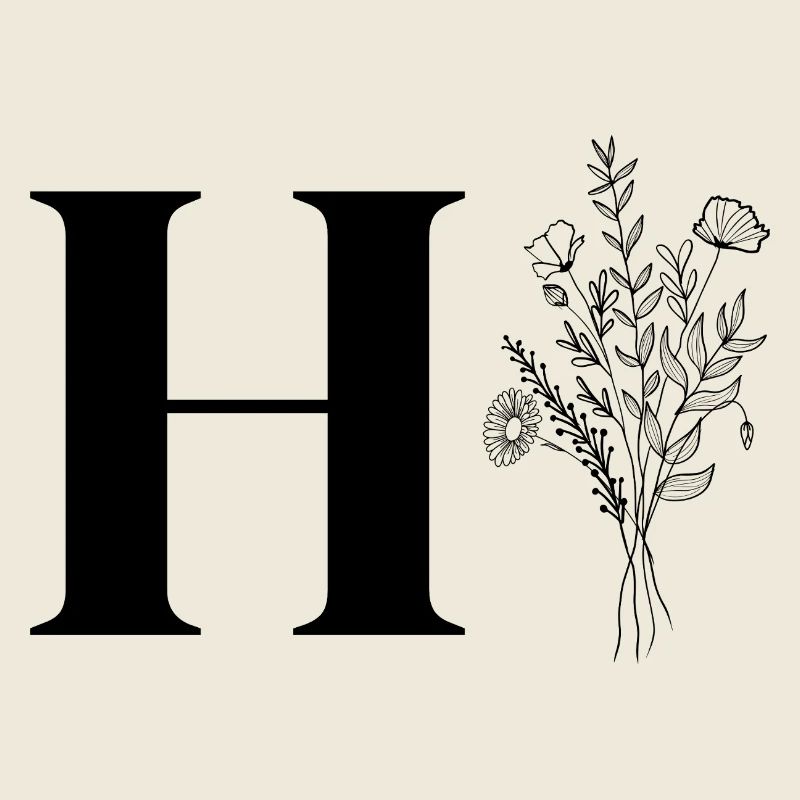 Lette h fleurs minimalistes