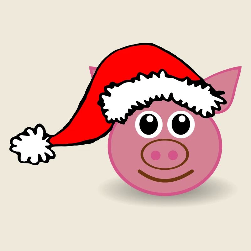 pig_face_pink_with_santa_hat_cartoon