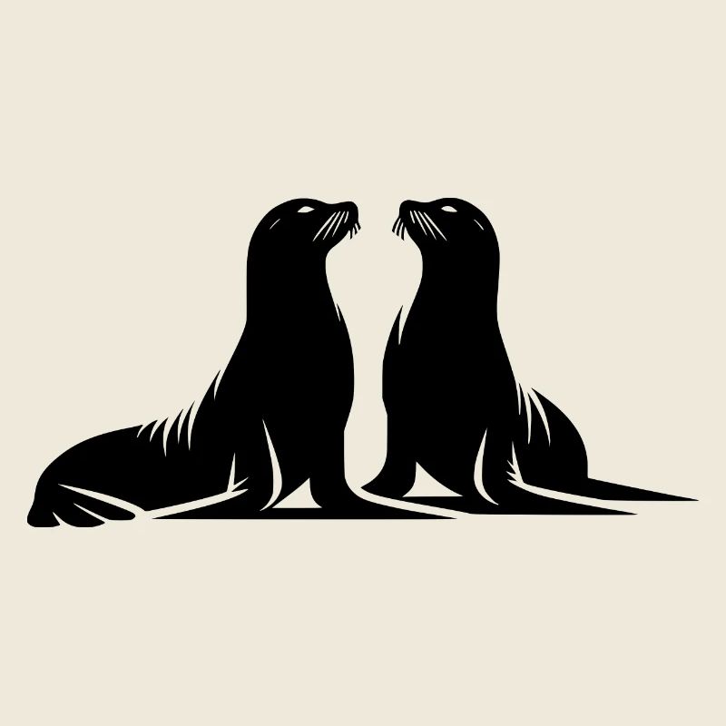 Phoques mignons sur la plage de la mer