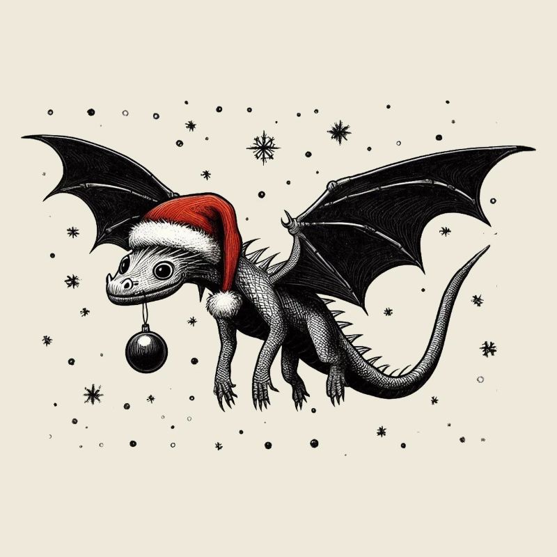 Weihnachtsdrache mit Kugel