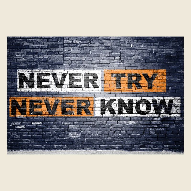 Never Try never know Motivation Quote Graffiti