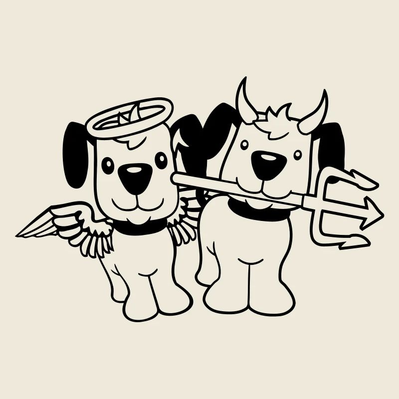 2 Dogs Angel Devil Satan Heaven Hell Conscience