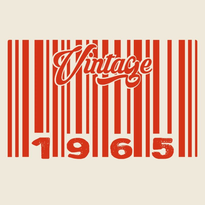 Vintage 1965 Born In 1965 60 Years Bar Code Anniversai