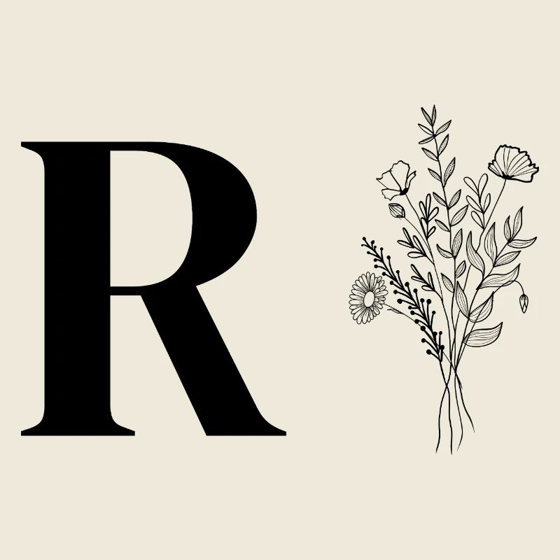 Lette R fleurs minimalistes