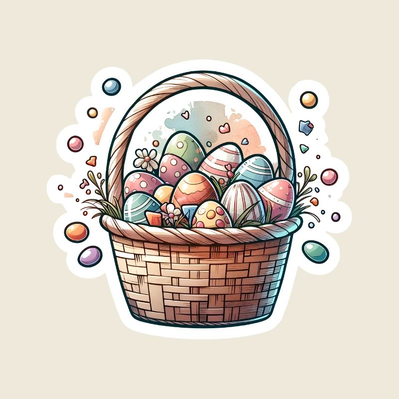 Panier d’oeufs de Pâques mignon couleur Pastel doux