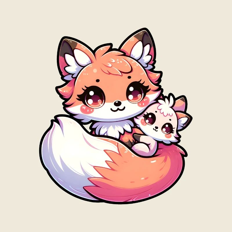 Stolze Fuchsmutter mit ihrem Fuchsjungen zum Muttertag