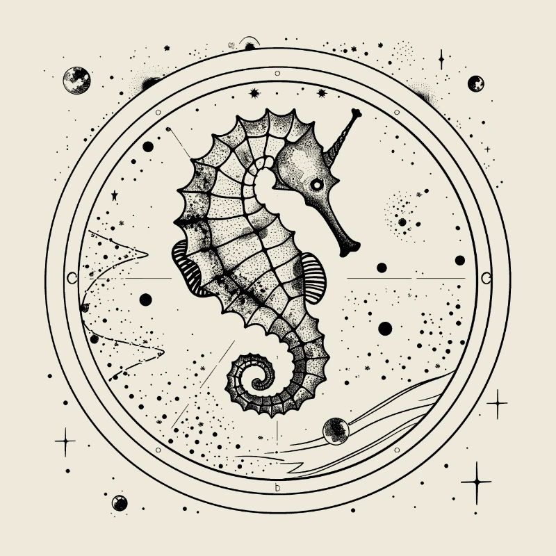 Vintage Space Nautical Design Seahorse