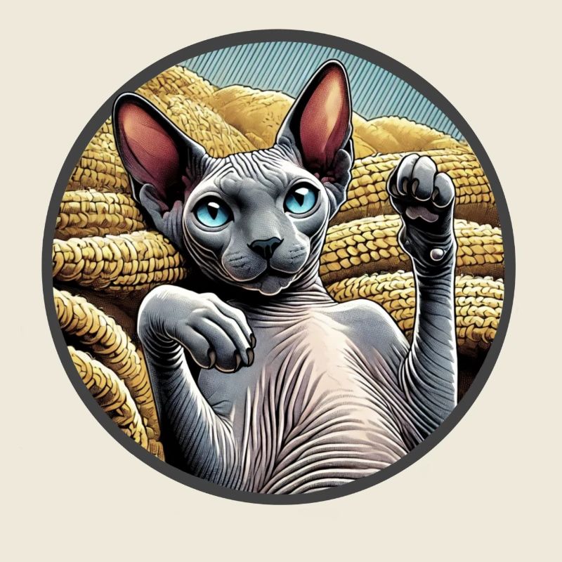 Shpynx cat showing paws