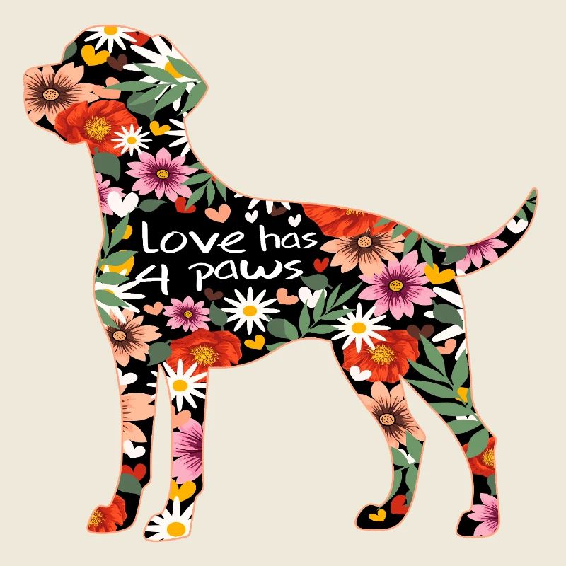 Labrador und Blumen