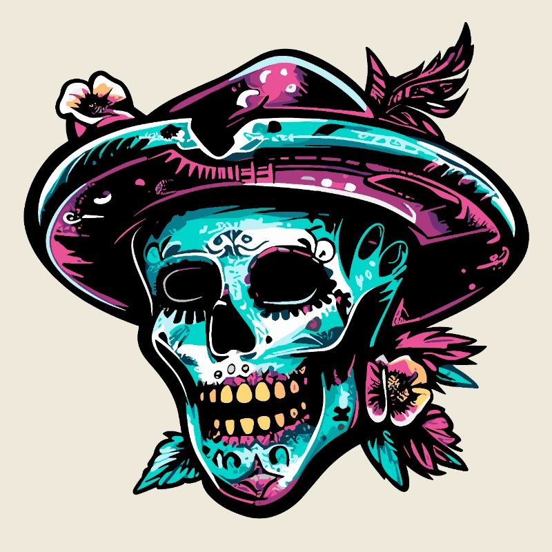 Crâne fleurs mexicaines mortes