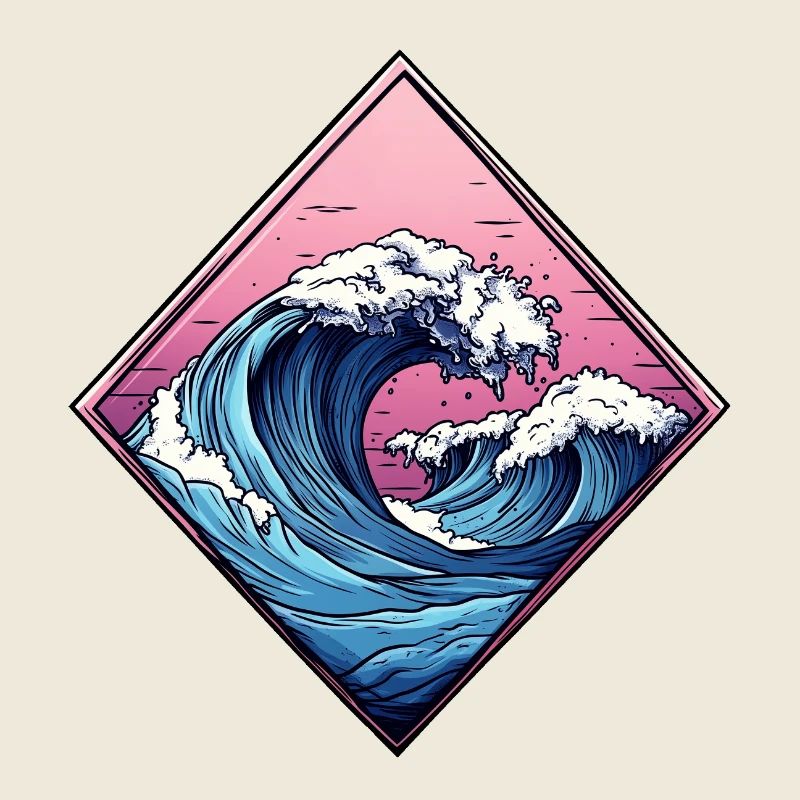 wave logo, diamond shape, ocean design