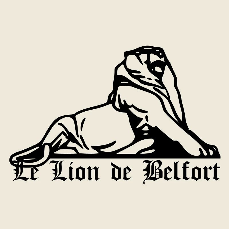 Lion de Belfort + texte gothique