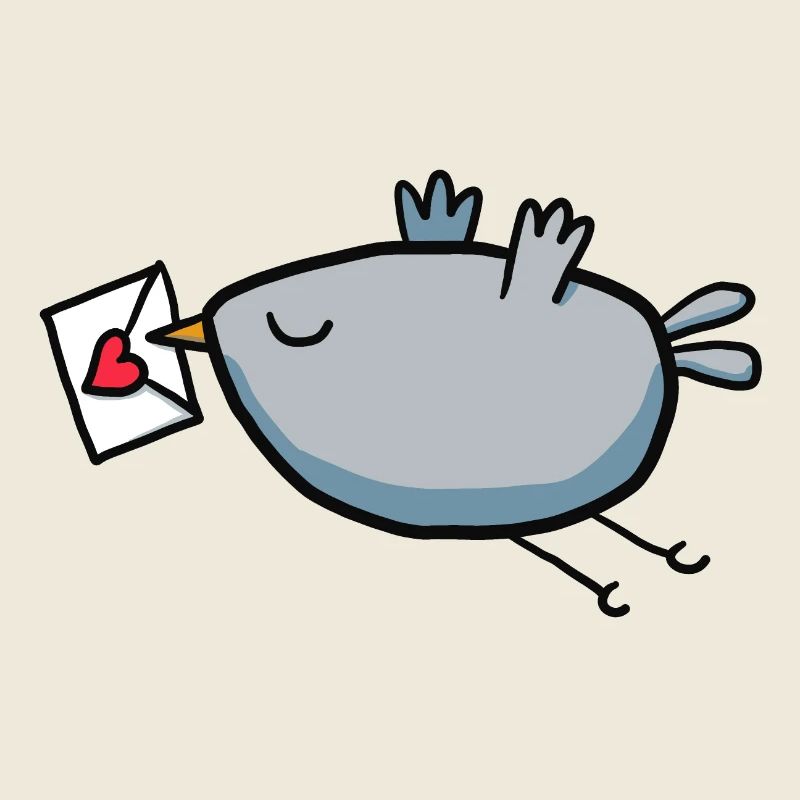 Vogel mit Liebesbrief