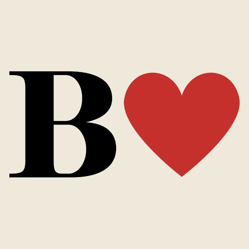 Letter b red heart