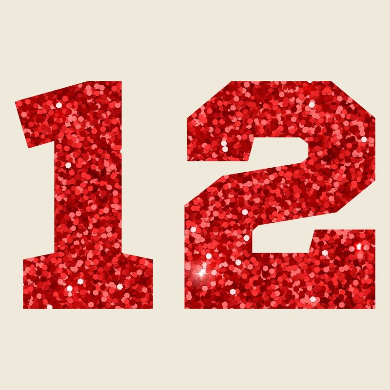 Numéro 12 paillettes rouge - 12e anniversaire