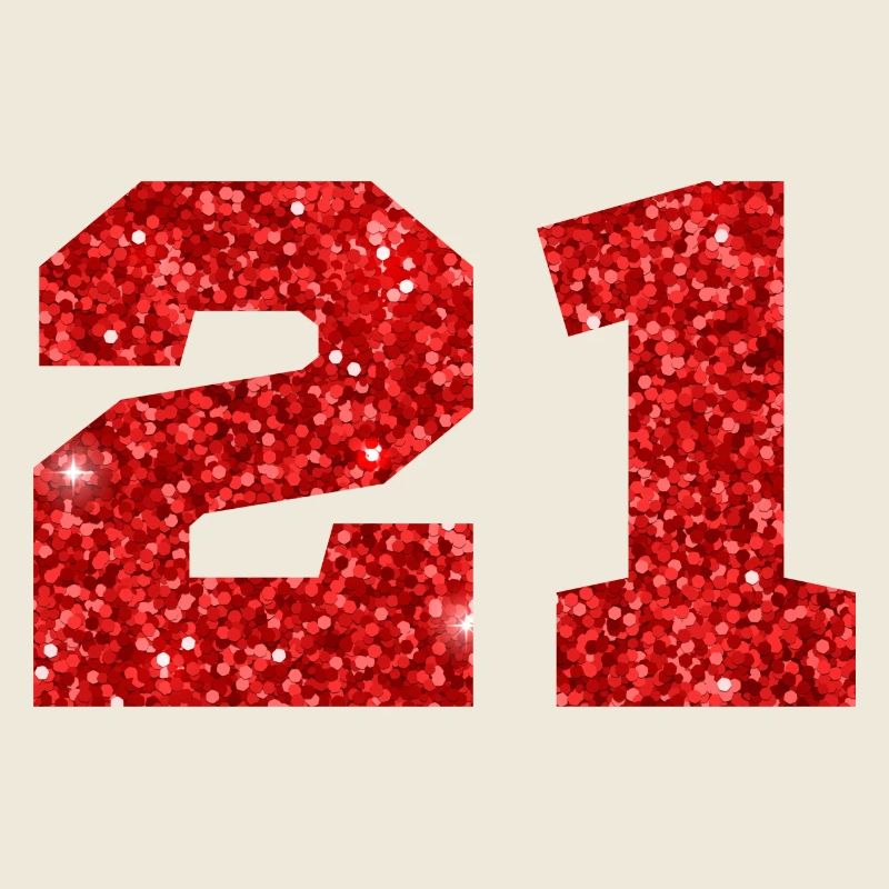 Number 21 Red Glitter - 21st Birthday