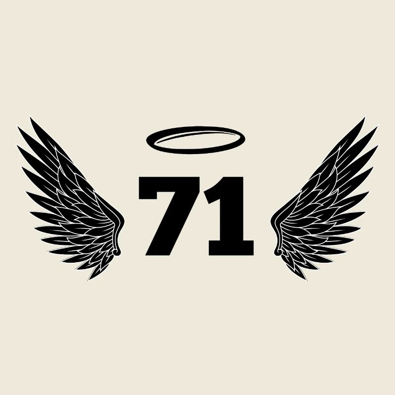 Number 71 Angel - 71st Birthday Wings