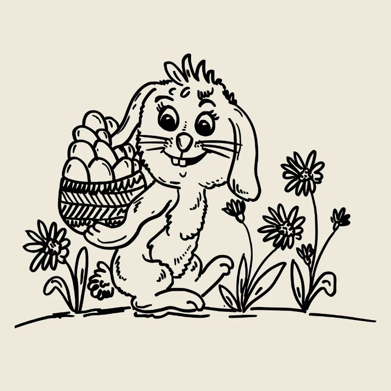 Cute bunny with Easter eggs