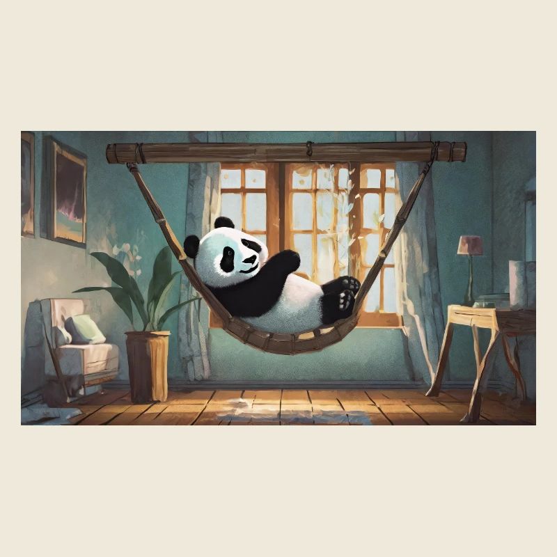 Niedliche Tiere chillen – Panda chillt in einem Hammoc