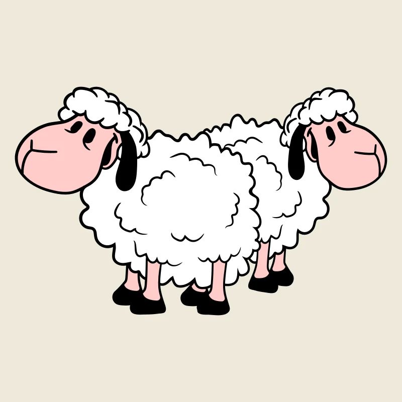 Two Sheep Friends Team Crew Cute Little Baby Dear