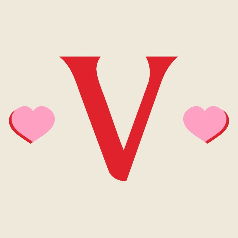 Letter v red hearts
