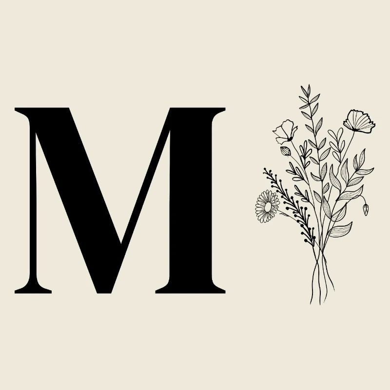 Lette m fleurs minimalistes