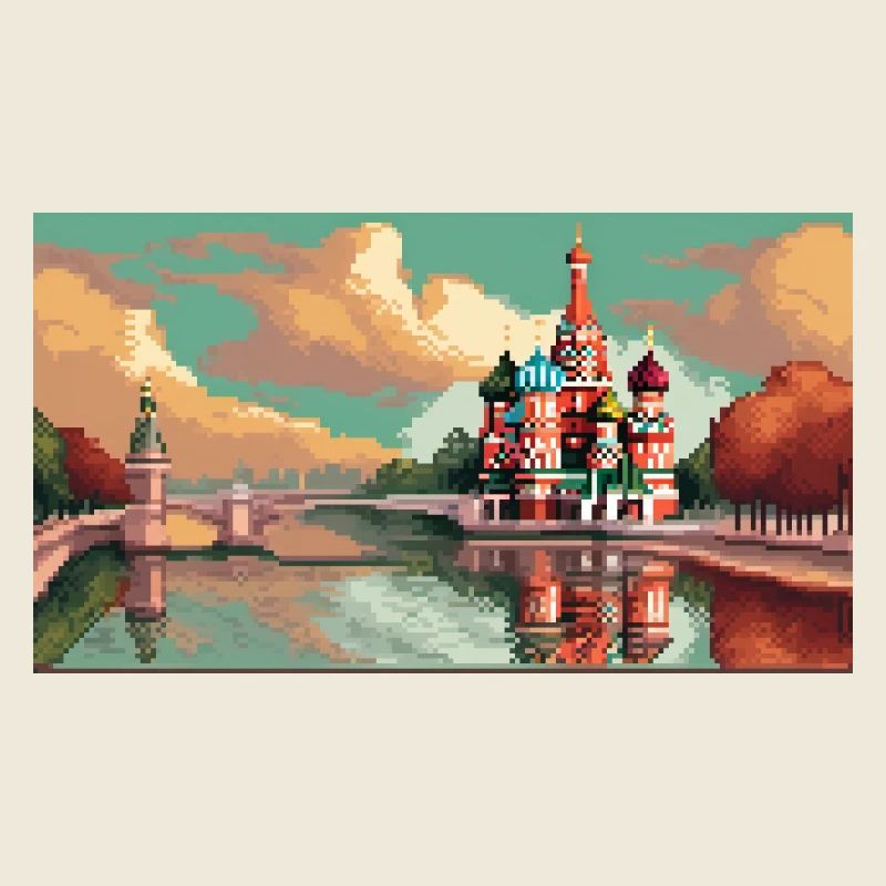 Cathédrale Saint-Basile, Moscou, Russie - Pixel Art