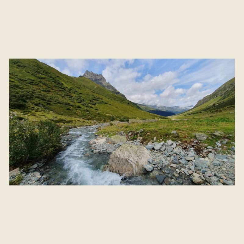 Mountain landscape panorama with river