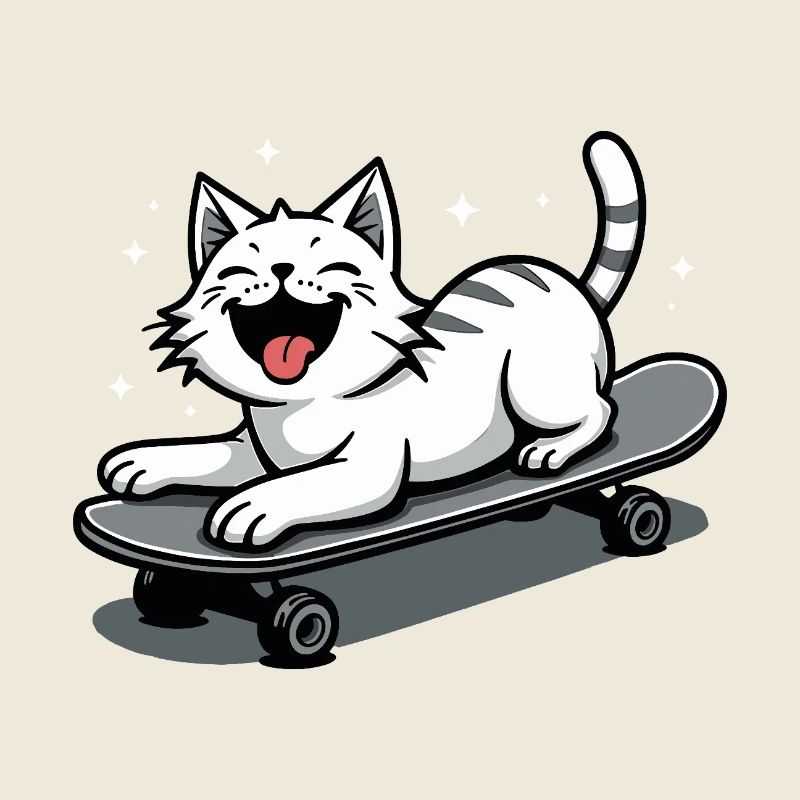 Skateboarder Skater Cat Skateboard Skating