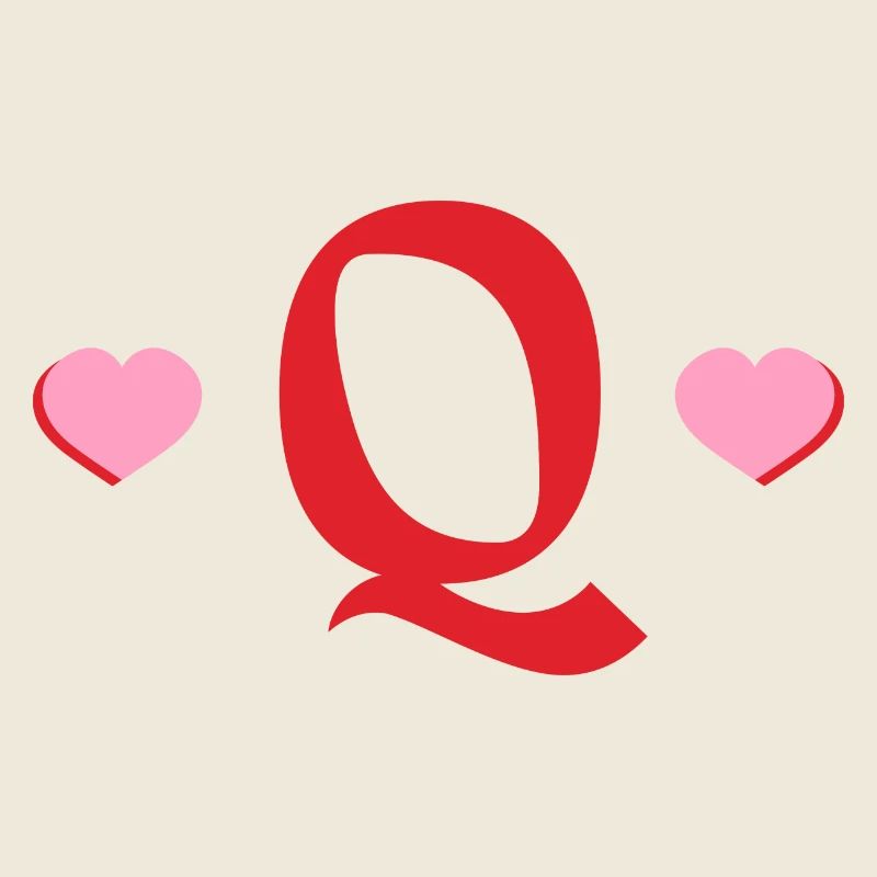 Letter q red hearts