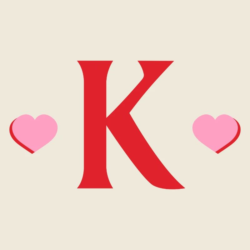 Lettre k cœurs rouges
