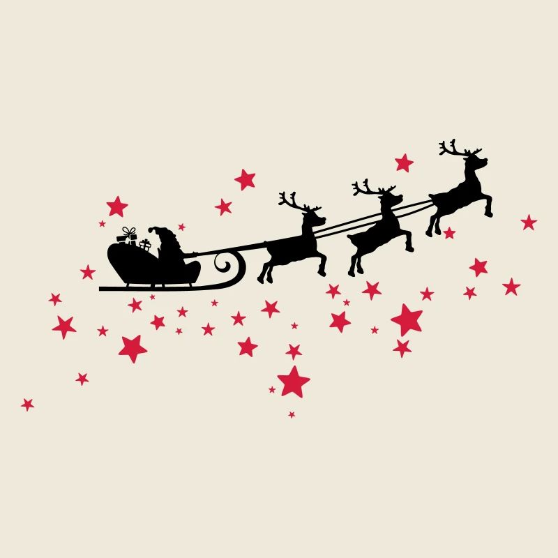 Christkind mit Schlitten am Sternenhimmel
