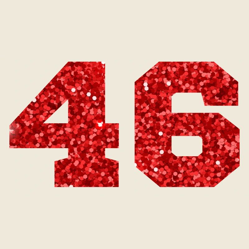 Number 46 Red Glitter - 46th Anniversary