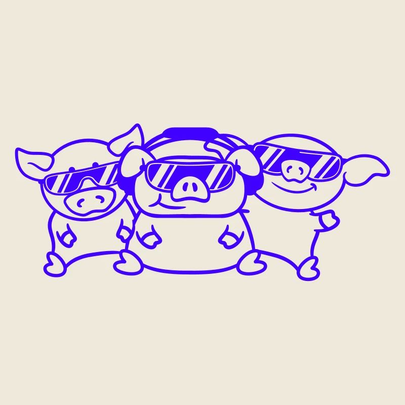 3 DJ Party Pigs Team Three Friends Party Crew