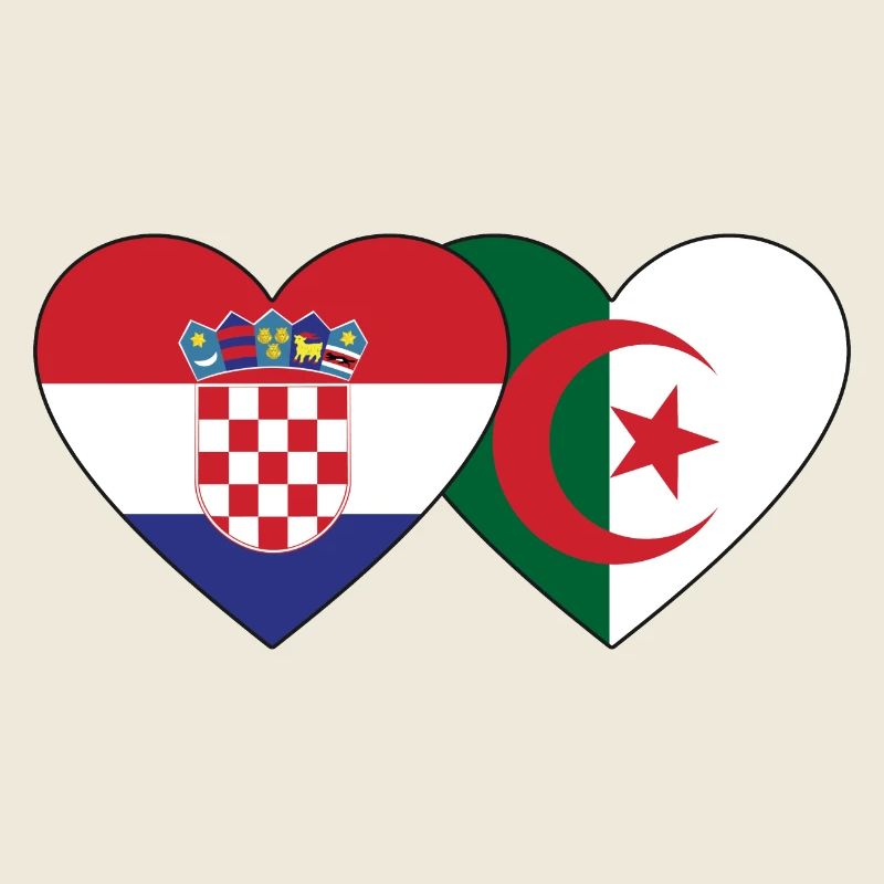 Croatia Algeria flag heart