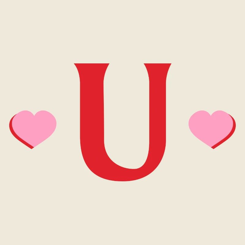 Letter u Red Hearts